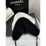 Chanel 2025B Fall/Winter Collection 🤍 Pom-Pom Beanie w/ Drop Pendant - Imported Cashmere Earflap Hat (Russian-Style Knit) - Image 14
