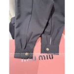 miumiu 2025SS Early Fall Collection 🆕 Women's Baseball Jacket - Metallic Button Stand Collar w/ Utility Pockets (American Retro Style) - Image 7