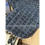 Chanel 25B Early Fall Collection 💙 Wang Yibo Inspired Sapphire Blue Vest - Crystal Button Tweed Waistcoat w/ Woven Pockets - Image 11