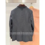 miumiu 2025SS Early Fall Collection 🩶 Mock Two-Piece Blazer - Notch Collar w/ Vertical Stripes & Signature Logo - Image 5