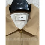 CELINE 2025SS Early Fall Collection 🤎 Structural Utility Jacket - Khaki Canvas w/ 3D Embroidery & Notch Collar - Image 3