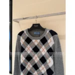 Prada 25SS Early Fall Collection 🧑‍🎓 British Academic Style Sweater - 100% Wool Round Neck Plaid Pullover - Image 19