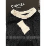 Chanel 🖤 2025B Early Autumn New Collection Black & White Colorblock Mohair/Wool-Silk V-Neck Knit Cardigan / Pullover Sweater for Women - Image 6