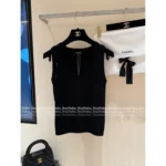 Chanel 🤍 2025B Spring/Summer New Collection Crochet Hollow-Out Round Neck Sleeveless Knit Tank / Short-Sleeve T-Shirt - Image 5