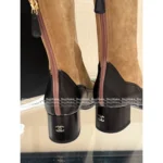 Chanel 🤎 25A Fall/Winter New Handcraft Studio Collection — Premium Suede & Leather Patchwork Mid-Calf Block Heel Boots - Image 2