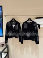 Chanel 25B Early Fall Collection 🖤 Snowflake Logo Sweater - Jacquard Wool Pullover with Round Neck - Image 5