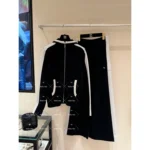 Chanel 2025C Early Spring Collection ❕ Cashmere Edition Lounge Set - Minimalist Contrast-Hem Hooded Coat & Wide-Leg Pants - Image 16