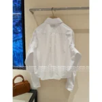 miumiu 2025SS Early Fall Collection 🤍 Short White Shirt - Notch Collar Logo Classic Style - Image 4