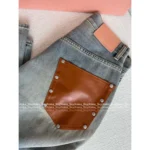 ACNE STUDIOS 2025 New Collection 🪐 Heavy Enzyme Wash Wide-Leg Jeans - Leather Patch Pocket Denim Pants - Image 6