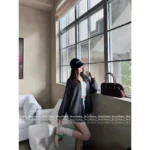 miumiu 25SS Early Fall Collection 🧑‍🎓 Preppy Color-Block Varsity Set - Baseball Jacket & Precision-Pleated Skirt - Image 2