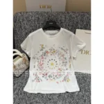 Dior 2025SS Spring/Summer Collection 🌈 Signature Print Linen-Cotton Tee - Hand-Painted Logo Short Sleeve Shirt - Image 2