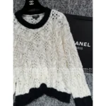 Chanel 2025B Early Fall Collection - Women's Black & White Contrast Mohair/Wool-Silk Blend V-Neck Knit Cardigan & Pullover - Image 9