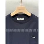 miumiu 25SS Early Fall Collection 🔛 Mock Two-Layer Tee - Round Neck Long Sleeve Shirt w/ Letter Logo & 100% Cotton - Image 18