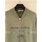 ACNE STUDIOS 2025 Autumn Collection 🍵 Classic 1996 Vintage Baseball Jacket - Matcha Green Retro Zip-Up w/ Distressed Logo - Image 11