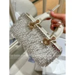 Dior 2025 Limited Edition D-Joy Bag 🤍 Horizontal Leather Tote w/ Embroidery & Crystal Pendant - Image 14