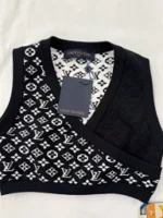 Louis Vuitton 25SS Spring/Summer Collection 🖤 Color-Block Silk Blend Tank - V-Neck Sleeveless Top w/ Embossed Jacquard Logo - Image 9