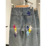 CHROME HEARTS 2025SS Spring/Summer Collection 🌈 Rainbow Cross Logo Jeans - High-Waisted Slimming Wide-Leg Pants 👖 - Image 6