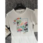 Dior 2025SS Spring/Summer Collection 🌈 Signature Print Linen-Cotton Tee - Hand-Painted Logo Short Sleeve Shirt - Image 19