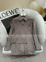 Loewe 2025SS Designer Embroidery Set 🤎 Back-Slit Plaid Shirt + Asymmetric Skirt - Autumn New Arrival - Image 22