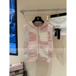 Chanel 25M Early Fall Collection 🌈 Macaron Color-Block Vest - Terry Fabric Hooded Sleeveless Top & V-Cardigan - Image 12
