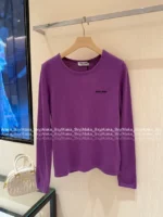 miumiu Stunning New Colorway 💜 25SS Spring/Summer Collection - Jacquard Letter Logo Embroidered Long-Sleeve Knit (Brightening & Flattering~) - Image 4