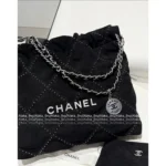 Chanel 2025 🖤 New 22Bag Tote - "Trash Bag" Letter Logo w/ Exclusive Imported Suede & Studs - Image 20