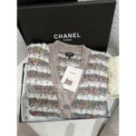 Chanel 2025B Early Fall Collection 🤎 Color-Block Cardigan - V-Neck Relaxed Fit w/ Cashmere/Wool/Mohair-Silk Blend - Image 13
