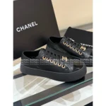 Chanel 2025B Early Fall Collection 🔍 Platform Biscuit Sneakers - Metallic Logo & Color-Block Design (3 Colors) - Image 14