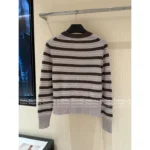 LOROPIANA 2025SS Early Fall Collection 💰 "Old Money" Striped Cashmere Cardigan - Crew Neck Logo Knit w/ Timeless Silhouette - Image 3
