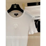 Chanel 2025A New Collection 🤍 Heart Jacquard Logo Top - Cotton Ribbed Sleeveless Vest / Short Sleeve Tee - Image 16