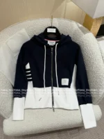 THOM BROWNE 2025 Early Fall Collection 👧 Classic Color-Block Set - Ribbed Cuff Zip-Up Leisure Suit - Image 2