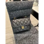 Chanel 🎒 25A Haute Atelier Collection Litchi-Grain Leather Handle & Chain Backpack / Mini Backpack / Tote Bag — Durable & Sturdy - Image 10
