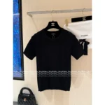 Chanel 🤍 2025B Spring/Summer New Collection Crochet Hollow-Out Round Neck Sleeveless Knit Tank / Short-Sleeve T-Shirt - Image 4