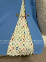 Louis Vuitton 2025SS Spring/Summer Collection 🩵 Color-Block Clover Dress - Pleated Cut-Out Sheath with Metal Chain Details - Image 18