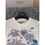 Dior 2025 Early Autumn Collection 💗 Heavy Embroidery Logo Sweater - Floral Jacquard Cashmere Blend Pullover - Image 9