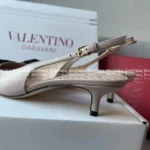 VALENTINO 2025P Spring/Summer Collection 🎀 Leather Bow Kitten Heels - Handcrafted 3D Bow Pointed-Toe Sandals - Image 4