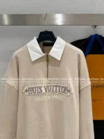 Louis Vuitton 2025SS Early Fall Collection 🤍 Mock Two-Layer Zip Hoodie - V-Neck Panel Pullover with Embroidered Logo - Image 15