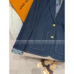 Louis Vuitton 2025SS Early Fall Collection 💙 Women's Denim Jacket - Cuff Lining Clover Print Logo & Metal Button Detail - Image 10