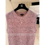 Chanel 2025A Early Fall Collection 🎀 Women’s Dusty Pink Jacquard Cardigan - Wool Blend w/ Pocket Detail (Haute Minimalism) - Image 5