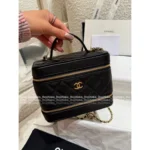 Chanel 2025B Runway Collection 🖤 Black/Gold "Makeup Box" Bag - Medal Logo w/ Detachable Chain ⛓️ (Pebbled Leather) - Image 2