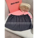 miumiu 25SS Early Fall Collection 🐾 Women’s Drawstring Bloom Skirt - Adjustable Hem Mini/Midi Versions - Image 2