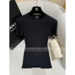 Chanel 2025A New Collection 🤍 Heart Jacquard Logo Top - Cotton Ribbed Sleeveless Vest / Short Sleeve Tee - Image 15