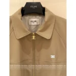 CELINE 2025SS Early Fall Collection 🤎 Structural Utility Jacket - Khaki Canvas w/ 3D Embroidery & Notch Collar - Image 16
