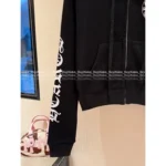 CHROME HEARTS 2025 Early Fall Collection 🖤 Bella Collab Cropped Hoodie - Sanskrit Cross Print & Zip-Up Streetwear - Image 7