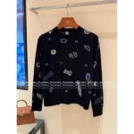 Hermes 2025 Fall/Winter Collection 🆕 Emblem Jacquard Cashmere Sweater - 100% Kashmir Wool w/ Round Neck & Signature Logo - Image 8