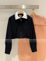 miumiu 25SS Fall Collection 🖤 American Campus Style Jacket - Color-Block Letterman Jacket with Zip Detail - Image 18