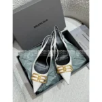 BALENCIAGA 2025 Early Fall Collection 🆕 Classic Heeled Sandals - Signature Metal Logo Detail - Image 7