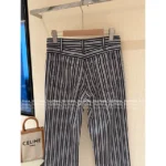Celine 2025SS Early Fall Collection 🔍 Color-Block Striped Jeans - High-Waisted Straight Leg with Metal Logo Button - Image 12