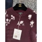 Chanel 2024N Coco Neige Ski Collection ❄️ Burgundy Jacquard Cashmere Sweater - Round Neck Pullover with Dust Bag - Image 7