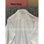 miumiu 2025SS Early Fall Collection 🤍 Short White Shirt - Notch Collar Logo Classic Style - Image 2